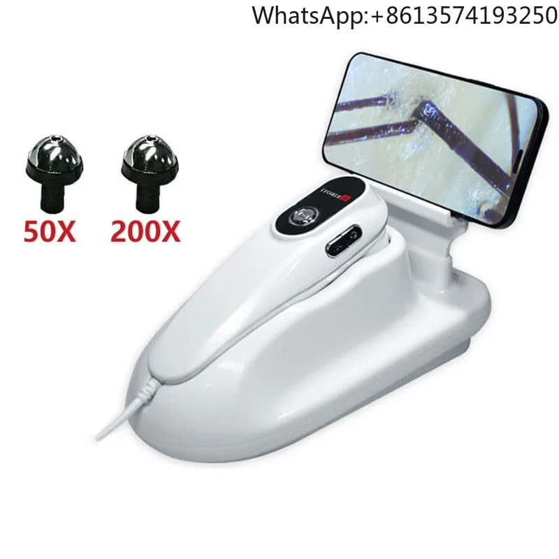 Analizzatore Professionale UV per Pelle 50x/200x, Microscopio USB per Test del Cuoio Capelluto e dei Follicoli Piliferi, Lente d'Ingrandimento Digitale Intelligente