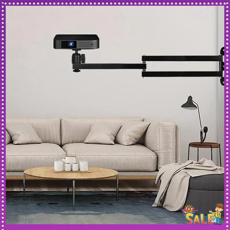 AA87 Supporto da parete per proiettore pieghevole 360 ° Staffa girevole per mini proiettore a doppio braccio 40 cm Supporta fino a 2 kg
