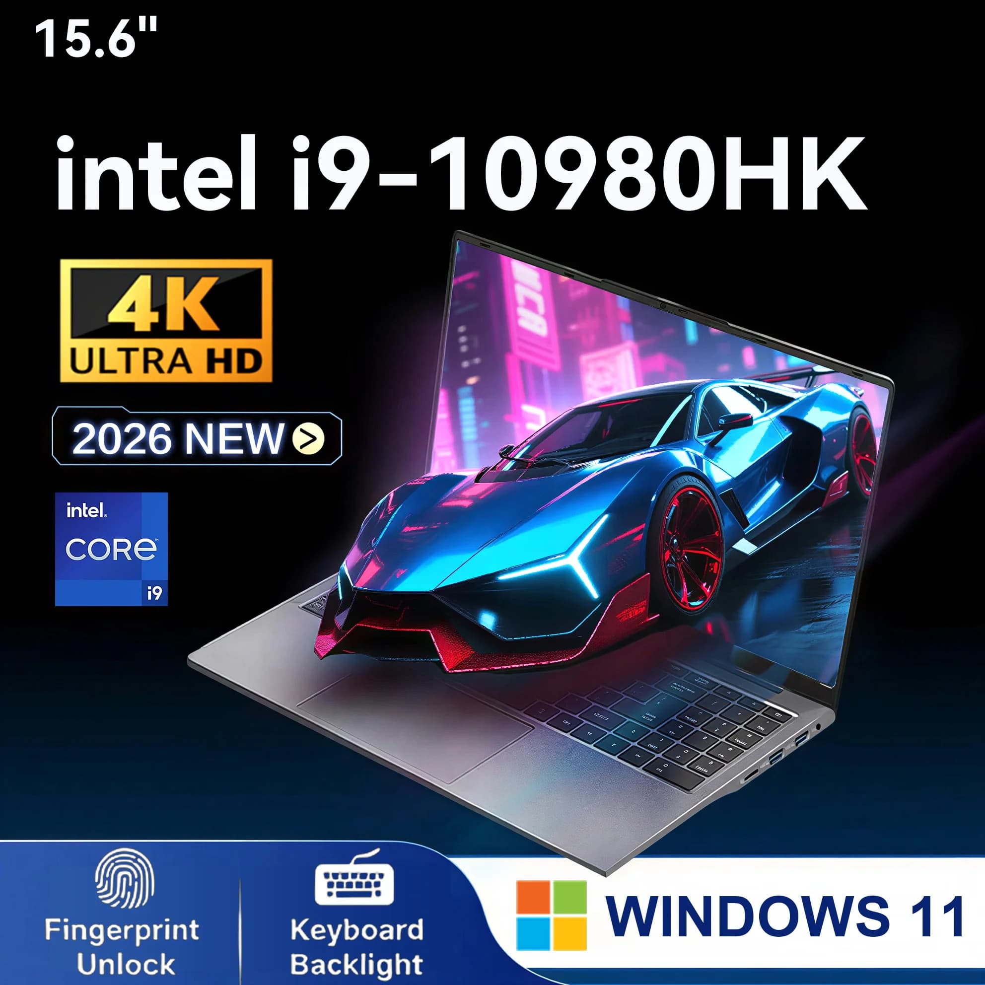 15.6''Intel Core i9 10980HK Gaming laptop Windows 11 16GB RAM 1TB 2TB SSD Fingerprint Unlock Computer Backlight Office Laptop PC