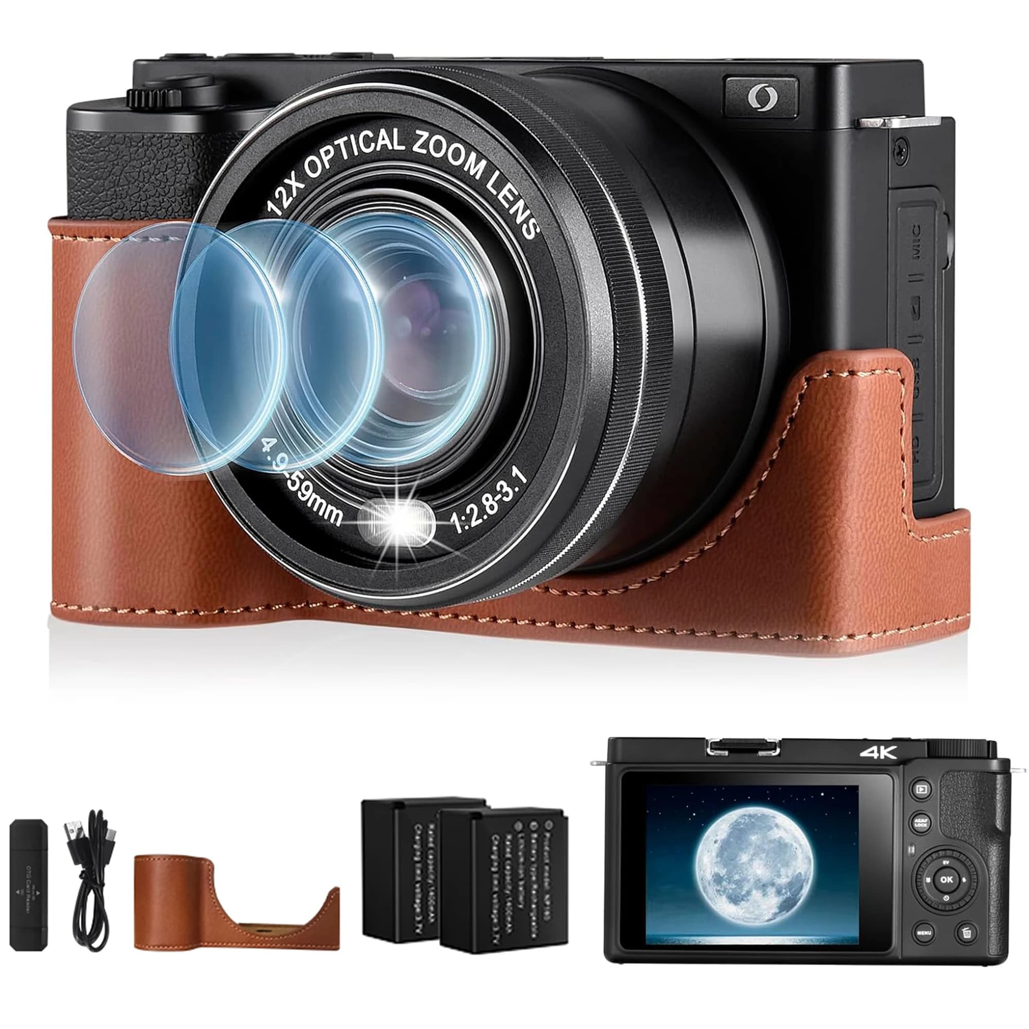 Komery 12X Zoom Optical SLR DSLR Camera 4K 64MP HD Digital Cameras For Automated Fire Photography WiFi Video Vlog Webcam Camera
