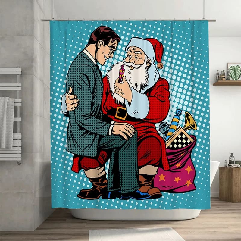 TU Unico Babbo Natale Tenda da doccia Festivo Vacanze di Natale Decorazioni per il bagno Regalo di festa Decorazione per la casa Articoli per feste Moderni