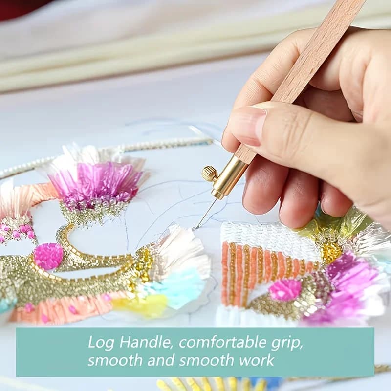 1-Set Punch Needle Embroidery Set, DIY Hand Stitching Tool for Embroidery & Cross Stitch Crafts
