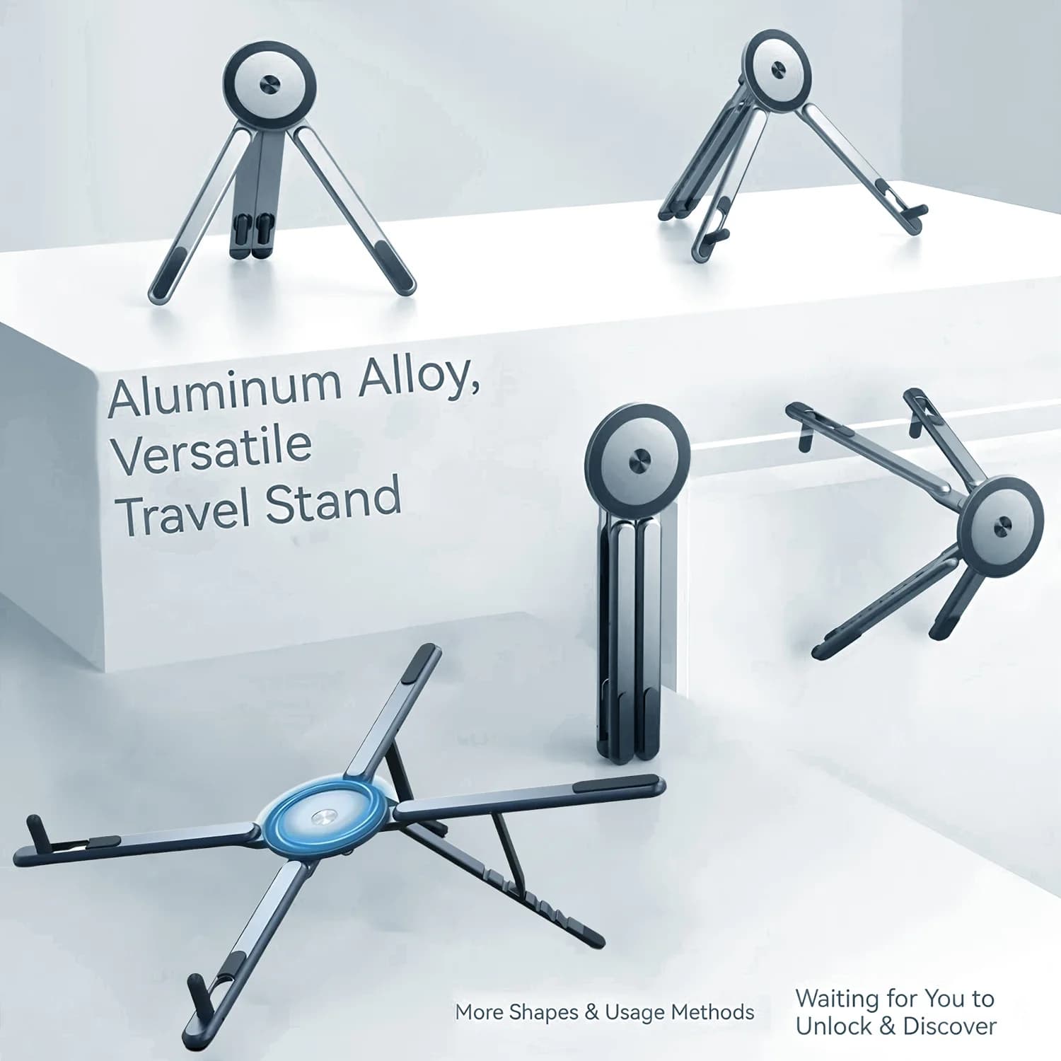 Portable Magnetic Tablet Holder 3-in-1 Tablet Stand Adjustable Alloy Heat Dissipation Foldable Stand for Laptop iPad Use