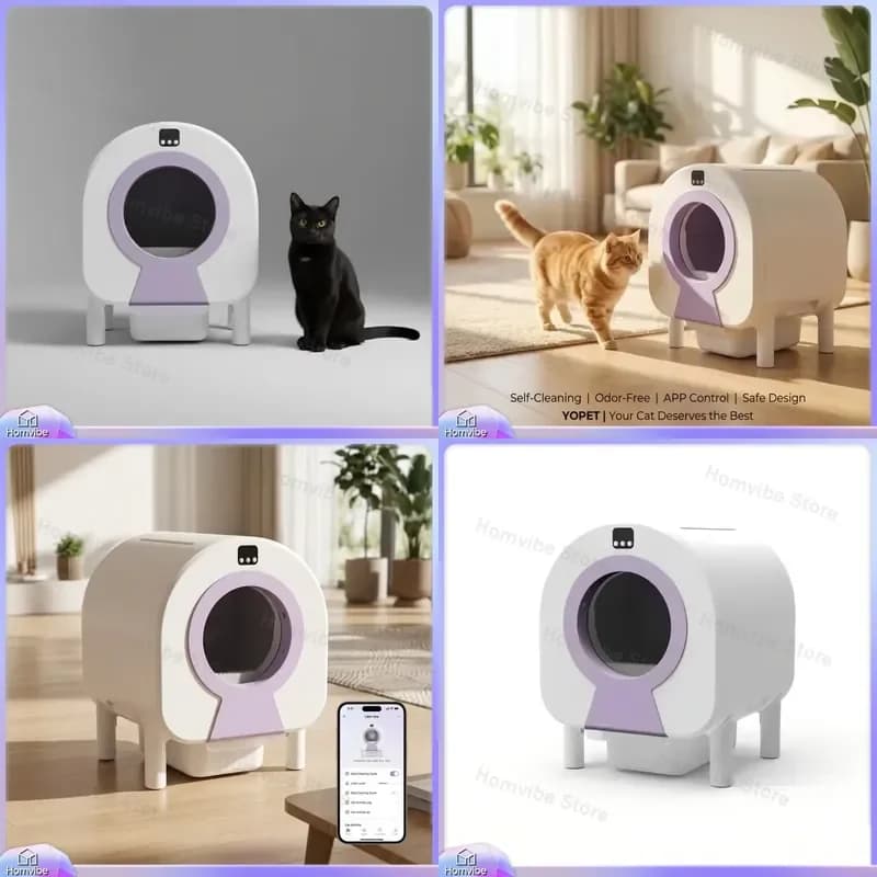 Upgraded Smart Automatic Cat Litter Box with App Control for Multiple Cats Self Cleaning Odor Control Quiet Operation Large