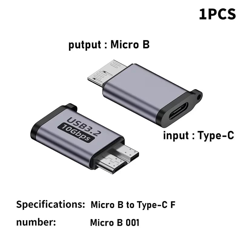Adattatore USB 3.0 da micro-B a tipo C femmina - Convertitore USB-C per connessione disco rigido HDD/SSD esterno
