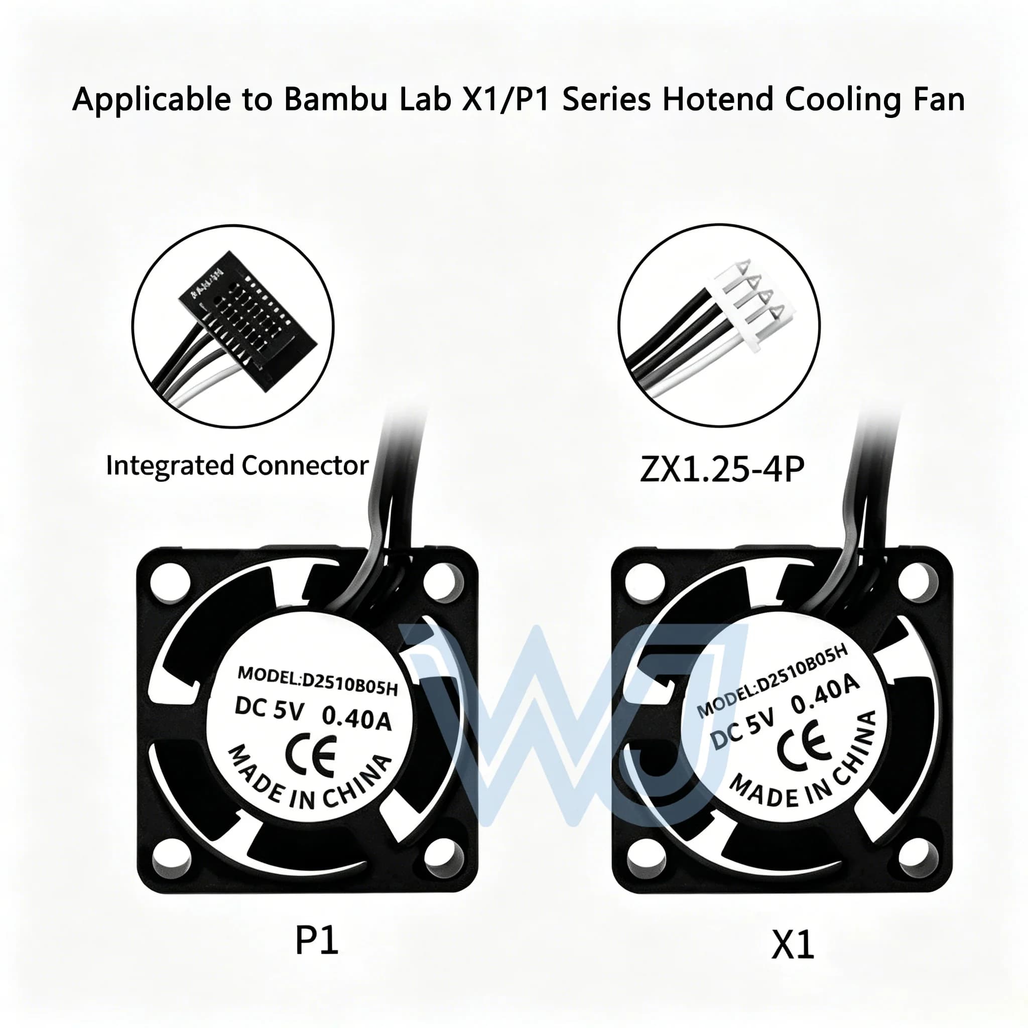 2510 Hotend Cooling Fan Dual Ball Bearing 3D Printer Replacement Fan for Bambu Lab P1S P1P X1 X1C X1E A1 Series DC5V 0.4A