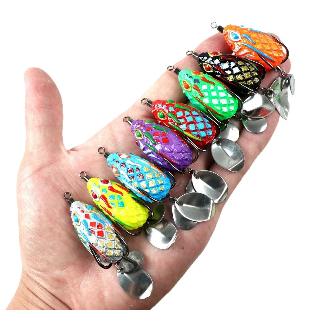 4cm/5.8g 1pc/8pcs Thai Style Thunder Frog Modified Long Cast Double Blade Thunder Frog Black Frog Imitation Lure Fishing Lures