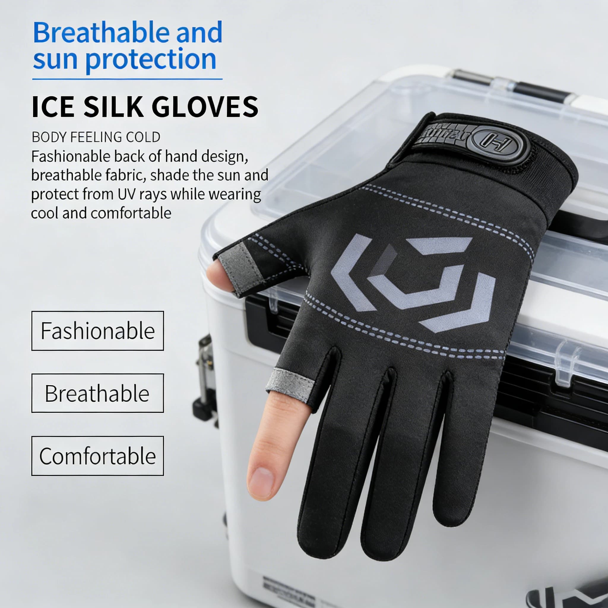 Breathable and Anti-slip Three-Dance Fishing Gloves for Men, Woven Resistant, Solar Protection, Rapid Drying, Versatiles for Cycling and Fishing