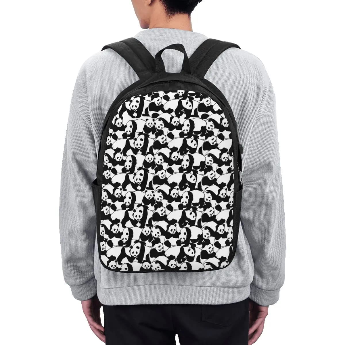 Backpack with panda pattern, notebook travel bag, computer bag, school bag for university students, laptop shoulder bags for men and women