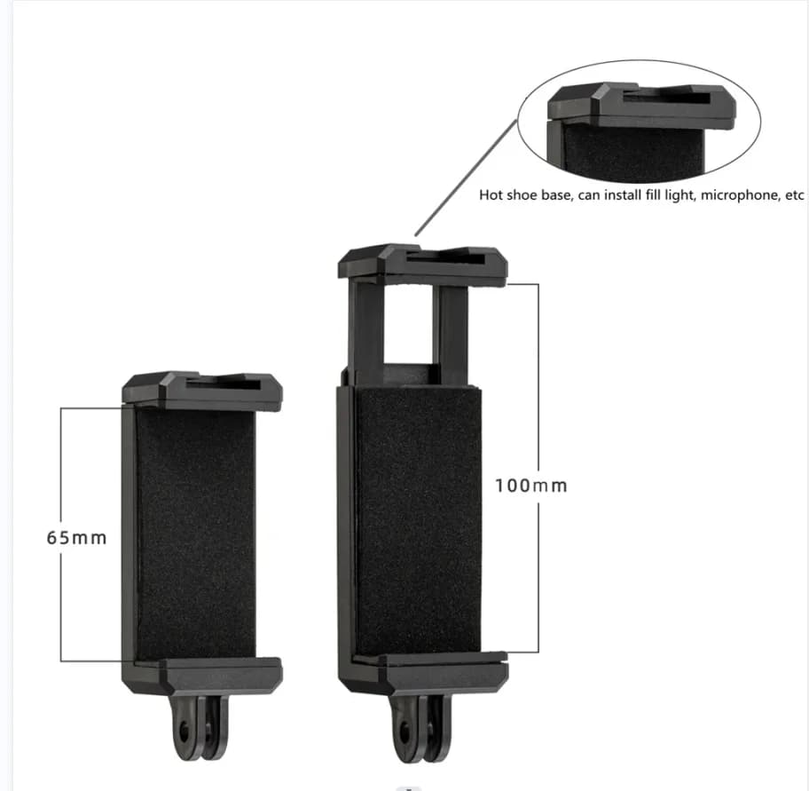 Adattatore per staffa con clip per supporto per telefono per smartphone Iphone Huawei Samsung Treppiede Foro per dado da 1/4 di pollice Accessori per selfie stick Gopro