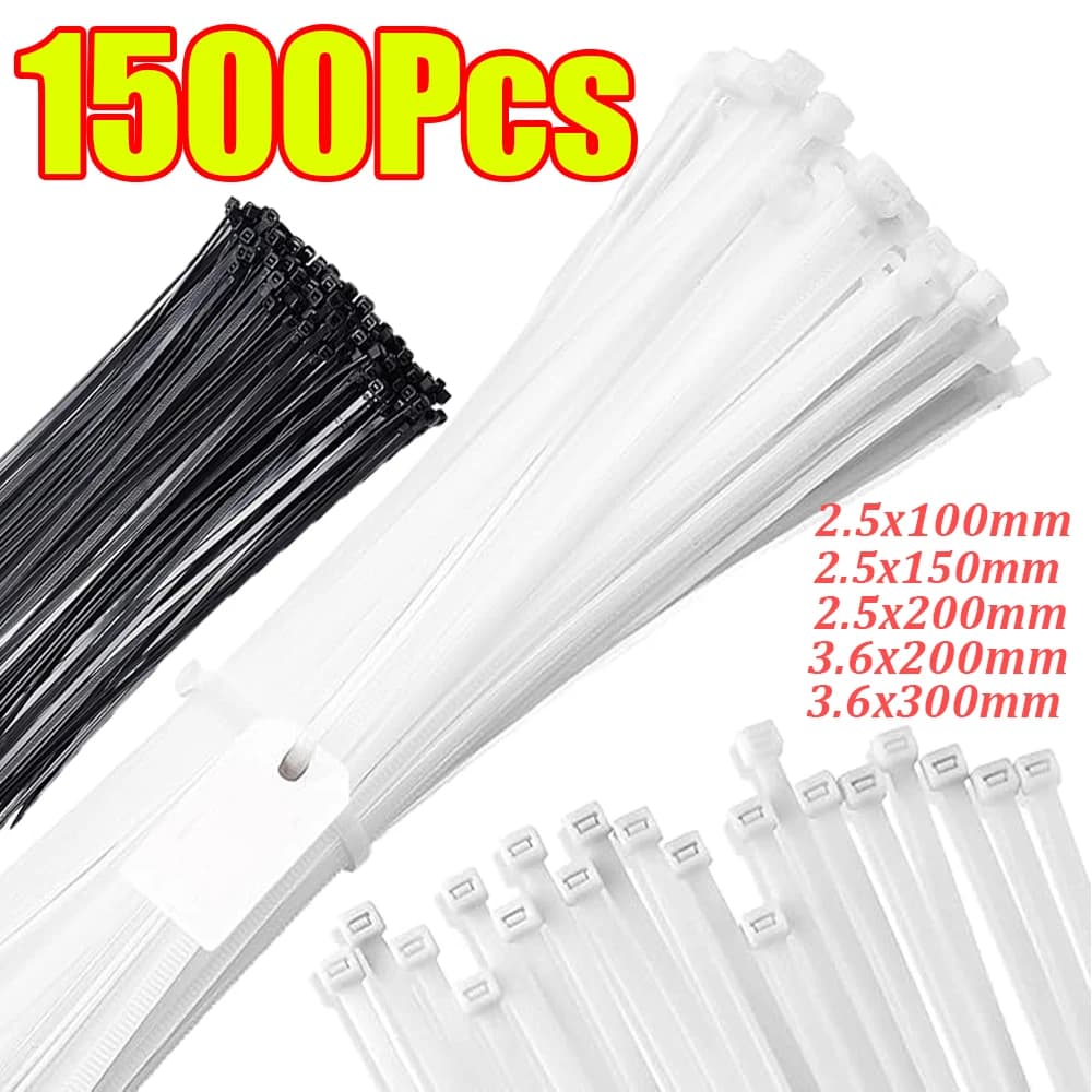 100-1500 pezzi fascette per cavi fascette autobloccanti in nylon di plastica bianco nero fascette per cavi regolabili anello di fissaggio per l'home office