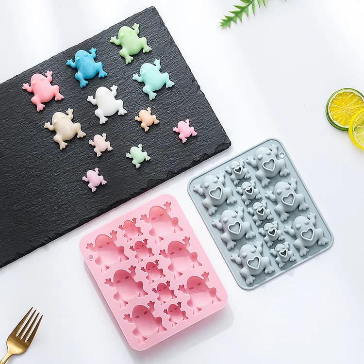 Stampo in silicone per torta di Pasqua a forma di 11 rane di diverse dimensioni, stampo in silicone per cioccolato epossidico