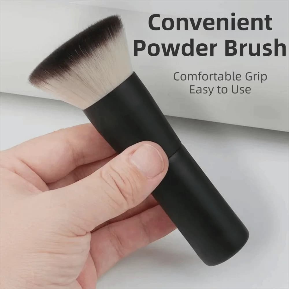 Fluffy Bristles Loose powder brush Soft Fiber Wood Handle Foundation Brush Portable Flat Top Head Blusher Brush
