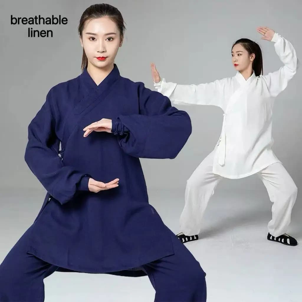 Breathable Cotton Linen Tai Chi Clothing Men Women Traditional Wudang Kung Fu Practice Tops Pants Set Taoist Wushu Martial Suits