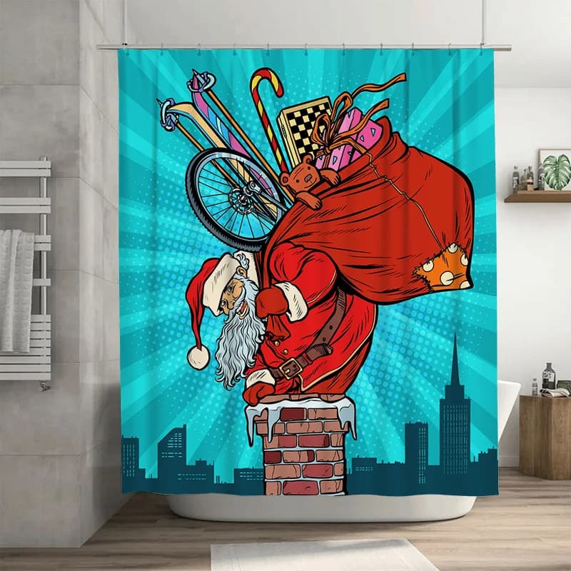 TU Babbo Natale Tenda da doccia natalizia Vacanza festiva Decorazioni per il bagno Renna Pupazzo di neve Modello Tessili per la casa impermeabili Regalo