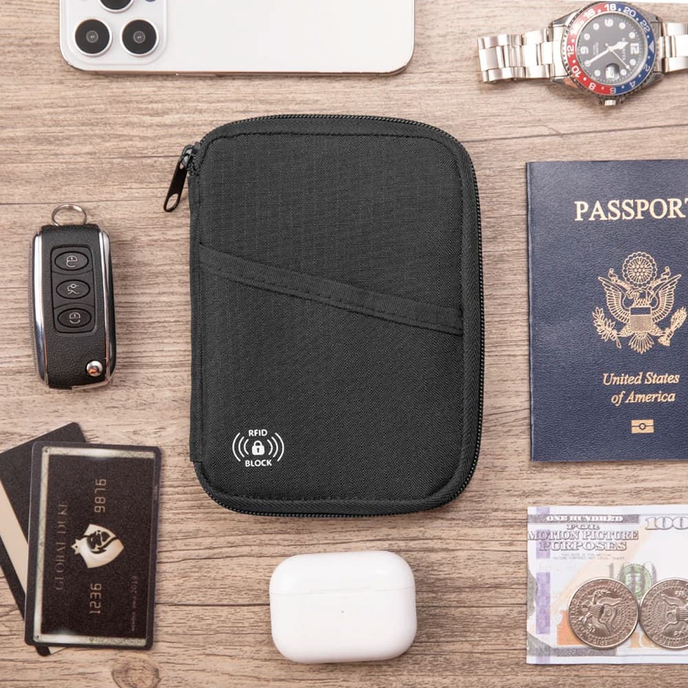 Custodia per passaporto, portafoglio da viaggio con blocco RFID - Custodia premium per documenti per uomo e donna - Contiene passaporti, carte