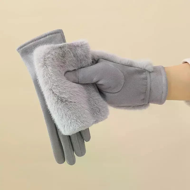 Guanti antivento da ciclismo all'aperto da donna Guanti touchscreen foderati in pile ispessito caldo invernale