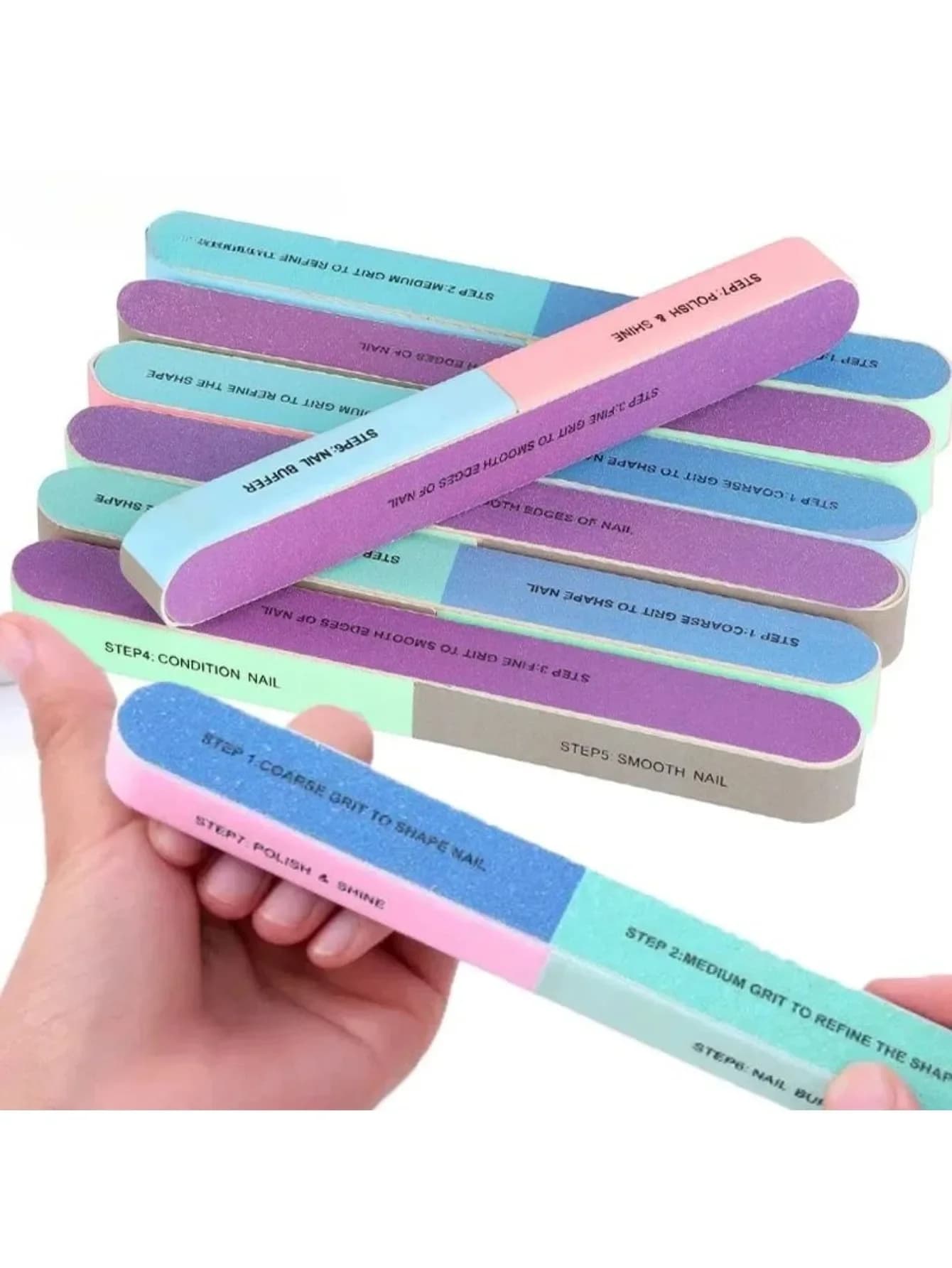 Set of 2/3/5/12 pieces of 7-sided enamel strips, professional polishing block, polishing and polishing accessories, nail tool