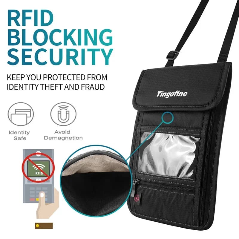 RFID Blocking Travel Neck Pouch ID Card Pouch portafoglio uomo donna passaporto Cover Hanging multifunzione Card Money borsa antifurto