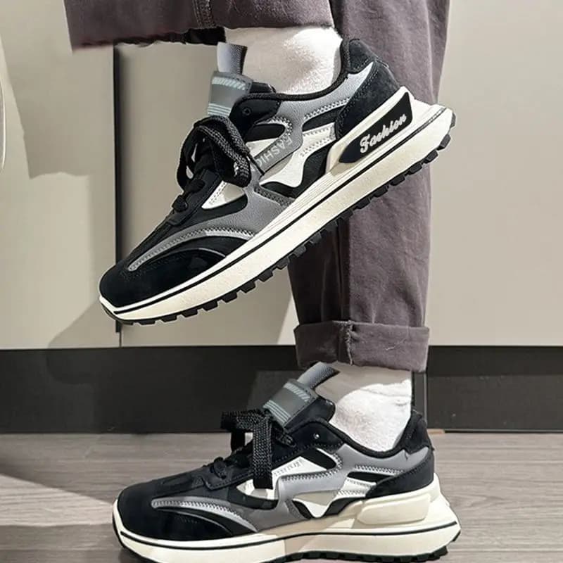 Men's Autumn Chunky Sneakers 2026 Trendy Thick Sole Dad Shoes Low Top Casual Running Footwear Streetwear