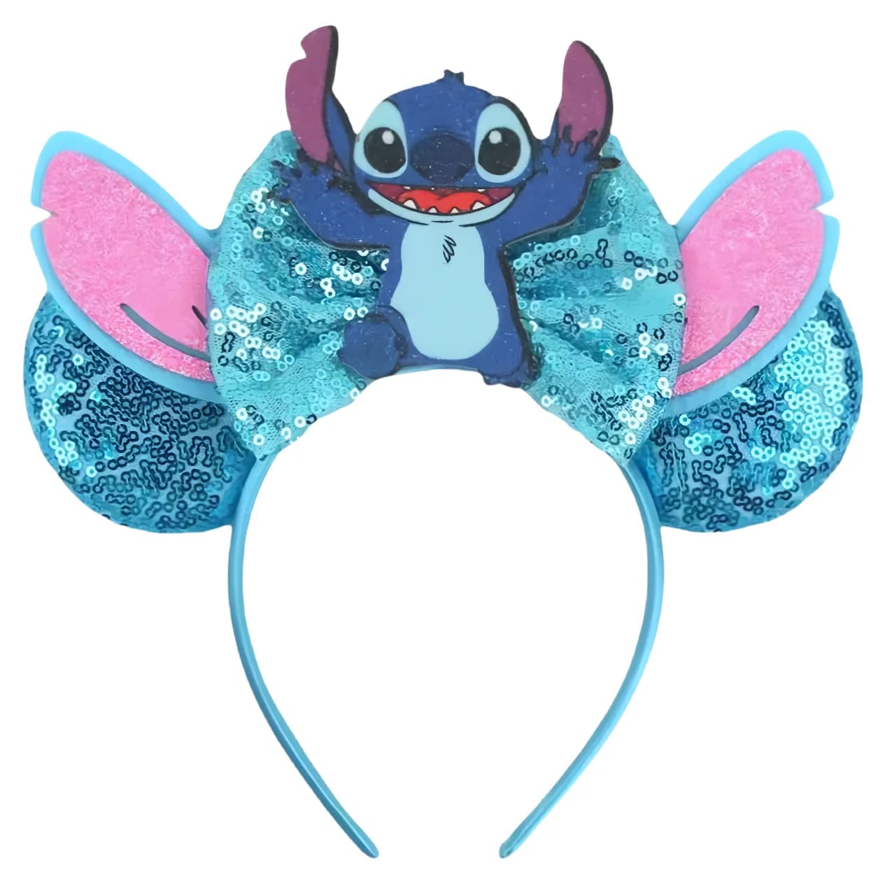 Fascia per capelli Disney Lilo & Stitch con fiocco di paillettes, grazioso cerchietto per capelli Stitch per donna, accessori per capelli a tema per feste e parchi a tema