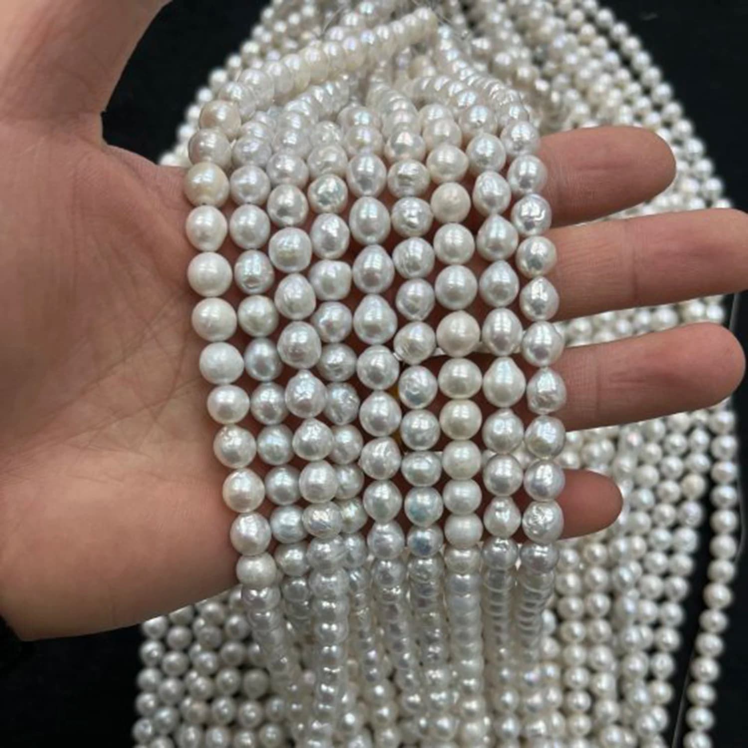 Perle Naturali 8-9mm AAAA Rotonde Lisce d'Acqua Dolce Bianche per Collane Fai-da-Te, Accessori Semi-Lavorati per Creazione di Gioielli Barocchi per Donne