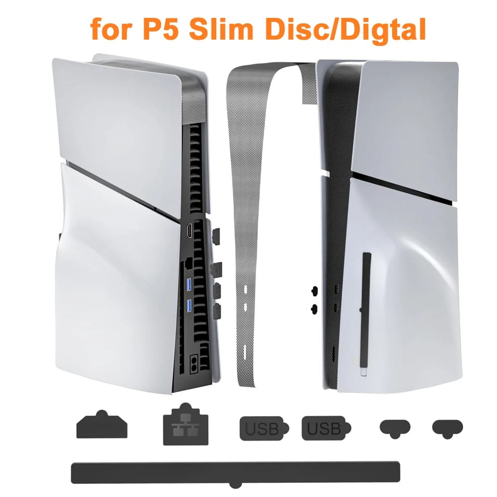 Per PS5 Accessori Slim Kit rete antipolvere Filtro antipolvere 8in1 + Spina antipolvere per Playstation 5 Slim Disc/Console di gioco digitali
