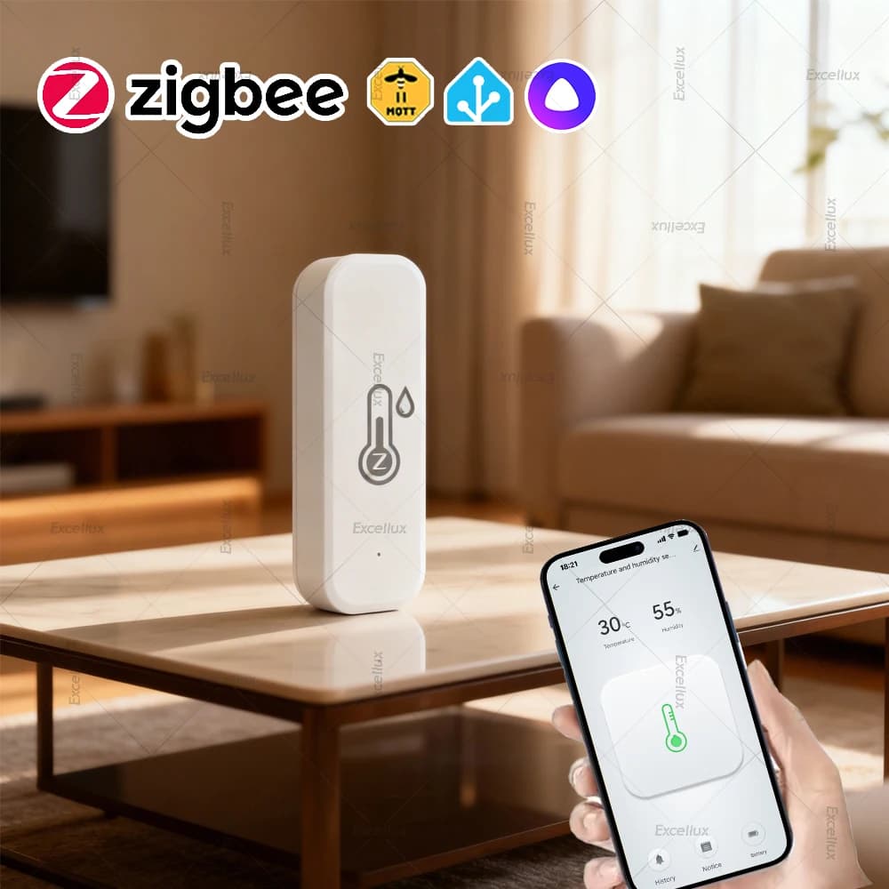 Zigbee Sensore di Umidità di Temperatura Smart Home Igrometro Interno Termometro App Monitor Remoto Necessita di Gateway, Per Z2M Yandex Alice