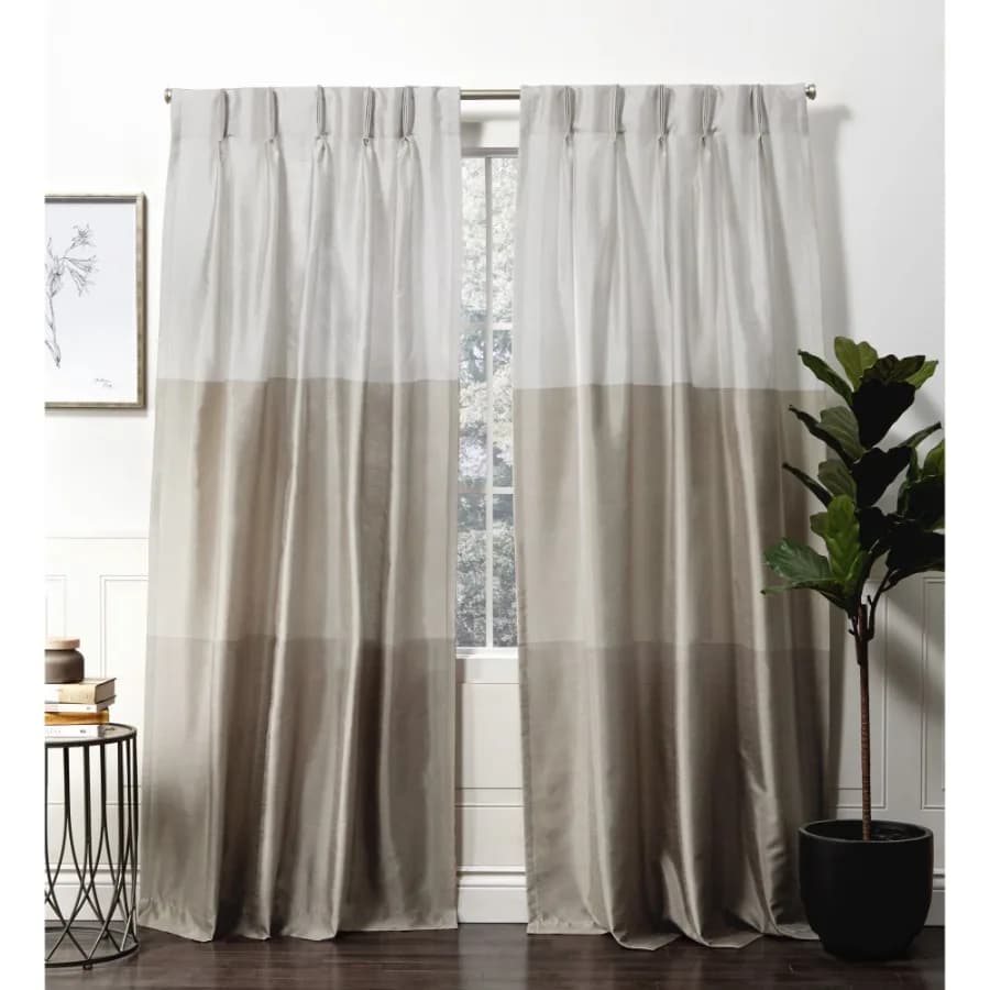 Curtains Chateau Light Filtering Pinch Pleat Curtain Panels 96" Length Taupe Set of 2
