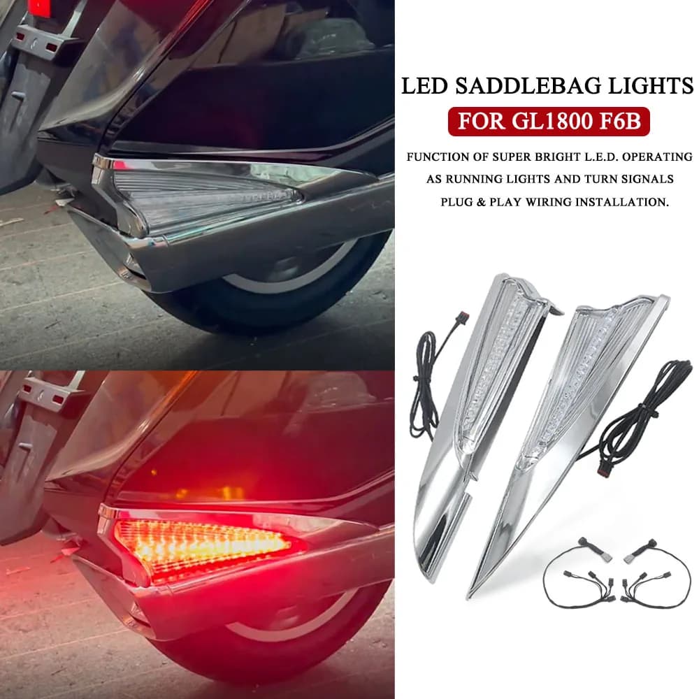 NUOVO Per Honda Gold Wing GL 1800 Goldwing GL1800 & F6B 2018-2024 Moto Bisaccia Luci A LED Della Copertura Della Cassa Chrome 2023 2022 2021