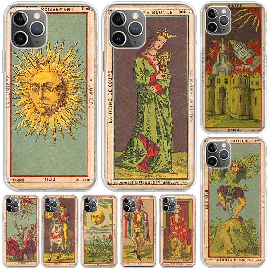 Tarocchi Reading Art Cover per iPhone 16 15 14 13 12 11 Pro Max custodia per telefono Apple X XS 7 Plus 8 + Art stampa personalizzata Shell 1