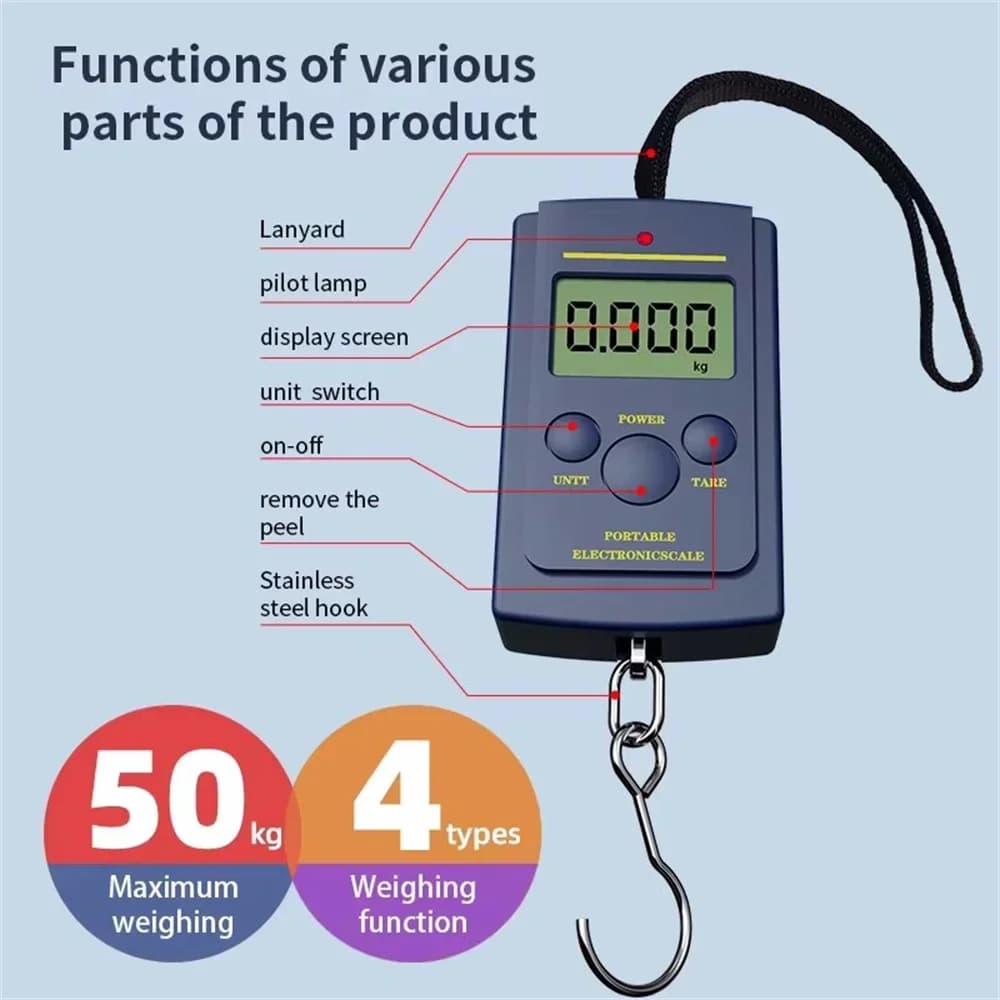 40kg/10g 1PC Multifunzionale Mini Elettronico Appeso Bagagli Da Pesca Balanca Portatile Digitale Pratica Tasca Peso Gancio Bilancia