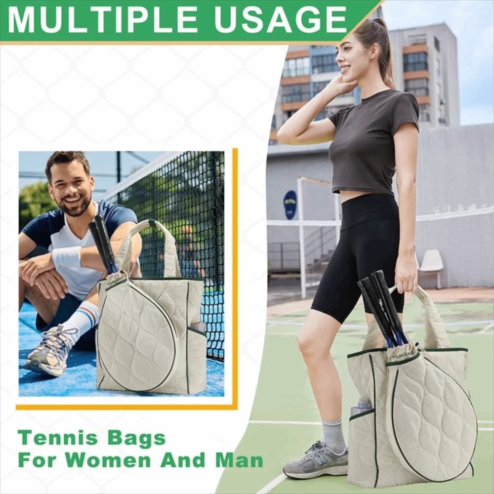 Extra-Large tennis bag Waterproof and Lightweight, Tennis rack with large compartment, Multifunctional shoulder bag for gym