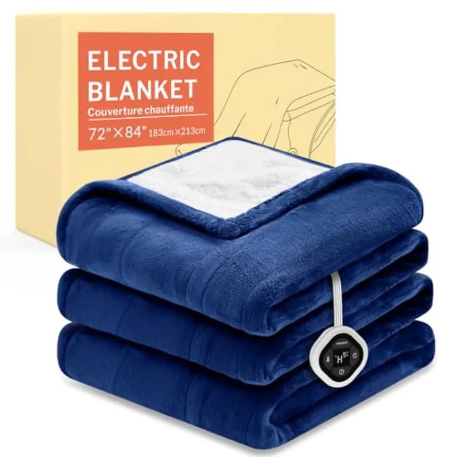 Coperta Elettrica LuxeHeat, Coperta Riscaldante in Morbido Flanella e Sherpa, Misura Full Size, con 10 Impostazioni di Calore e Timer da 1-10 Ore