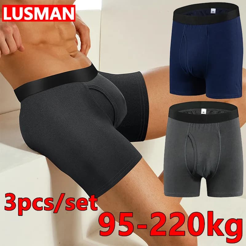 Boxer intimi in cotone da uomo 3 pezzi di grandi dimensioni per boxer 95-220 kg Tronchi di grandi dimensioni 6XL Pantaloncini comodi Boxer da uomo