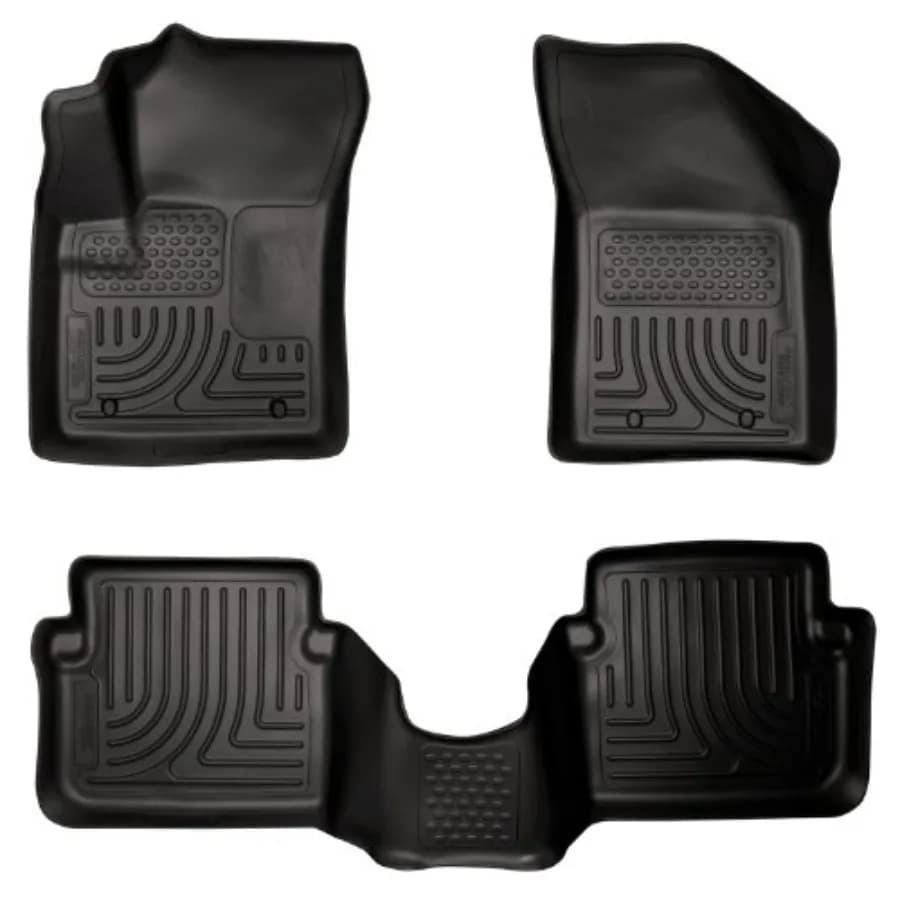 Weatherbeater Mats for Chrysler 200 4 Doors 2011-2014 and Dodge Avenger, Front and Second Row, Set of 4 Pieces in Black Rubber Premium