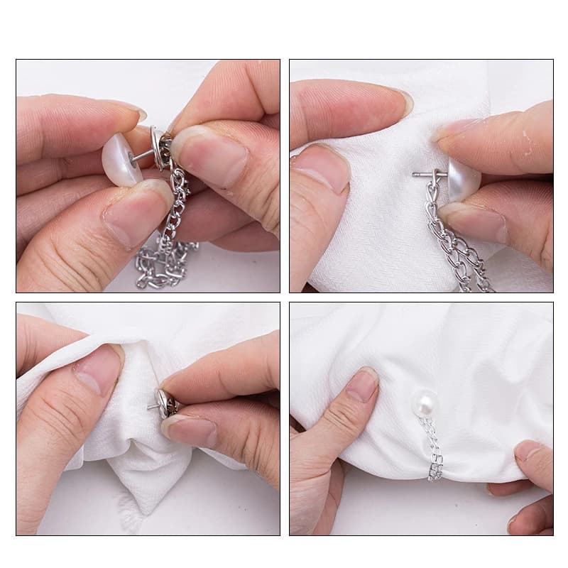 2 Pezzi Clip Magnetico per Abbigliamento, Clip in Metallo per Gamba di Pantaloni, Fibbia a Catena, Clip per Bottoni, Clip per Fissaggio di Sciarpe, Polsini e Gambe di Pantaloni, Spilla Magnetica