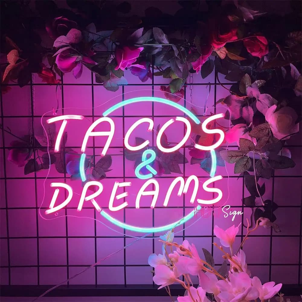 TACOS Dream Neon LED Sign ristorante Wall Decor Room insegna al Neon per Fast Food Shop Store luci al Neon Business Light Up Signboard