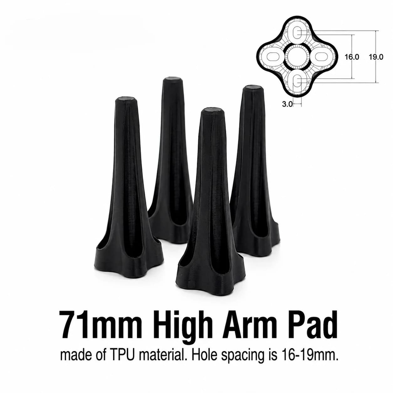 1 Set FPV 3D Printed TPU Universal Landing Gear Arm Foot Pad 71mm Arm Guards 16x16mm 19x19mm For Long Range Cinematic FPV Drone