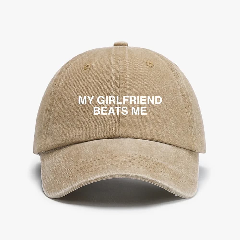 My Girlfriend Beats Me Baseball Caps outdoor casual adjustable Distressed Washed cap Simple Style Suitable for Men Women hats