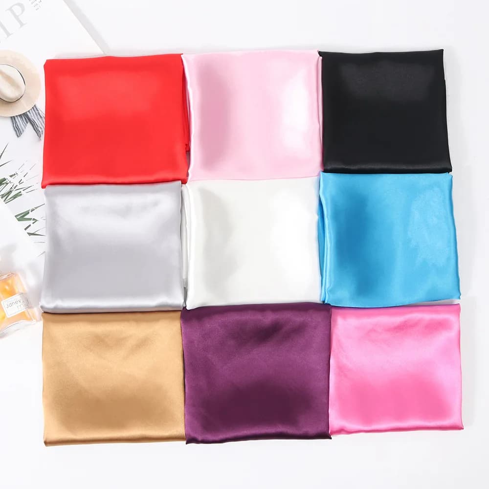 Fashion Solid Color Small Silk Square Scarf 60*60 cm Hair Band Hair Bands For Women Head Satin Lace scarf