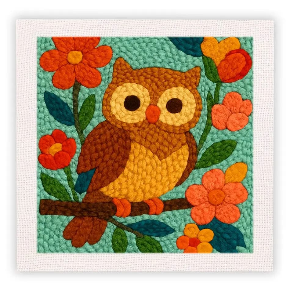 CHENISTORY Animal Punch Needle Frame Home Decor Diy Making Kits Animal Needle Punch Kits For Adults Threader