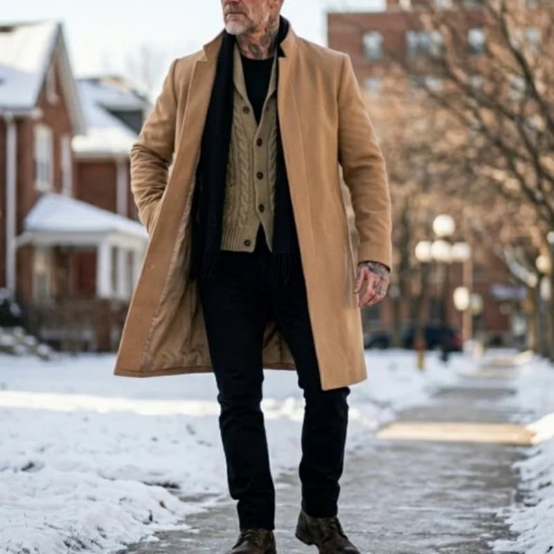 New Arrival Men’s Jacket Business-Casual Top Suit Jacket Concealed Buttons Mid-Length Windbreaker Winter Men’s Jackets