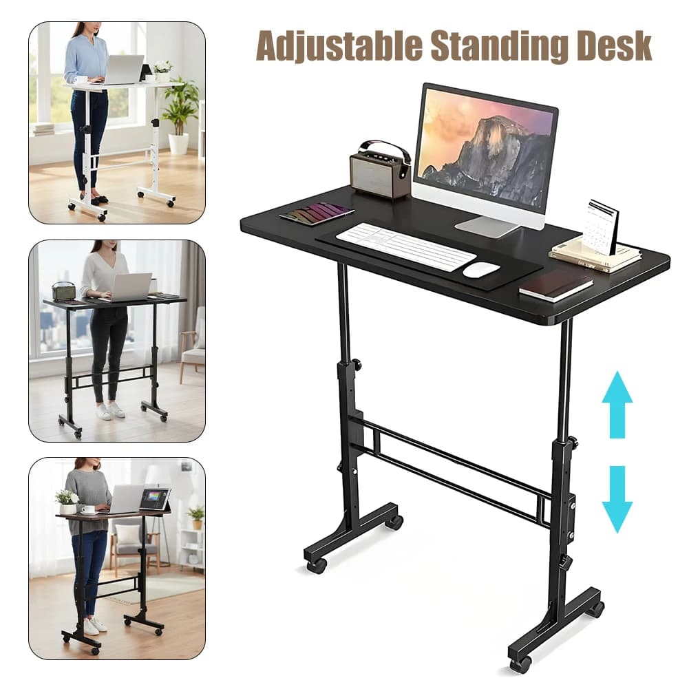 Scrivania regolabile in altezza, scrivanie mobili con ruote, piccola scrivania per computer, scrivania portatile per laptop, scrivanie per ufficio domestico