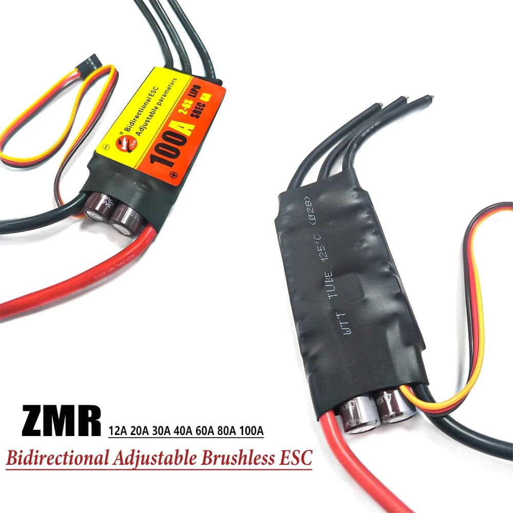 ZMR 12A 20A 30A 40A 60A 80A 100A Bidirectional Adjustable Brushless ESC For Aircraft Ship Underwater Propeller