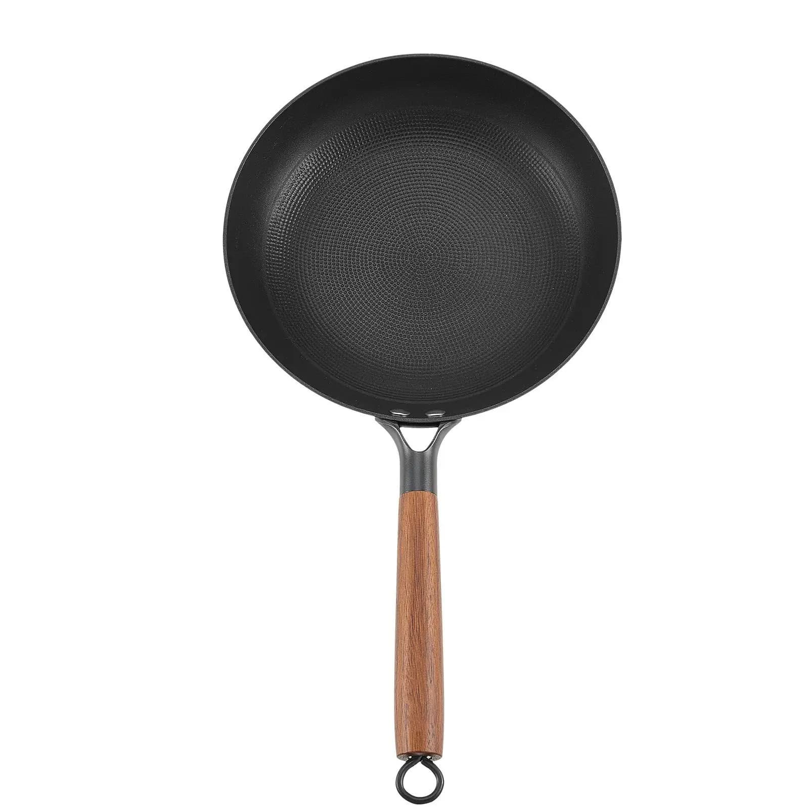 3-Piece Cast Iron Fry Pan Set with Detachable Wood Handle 8-10-12-Inch Nonstick Skillets Pre-Seasoned Chef's Pan D0100XU4367