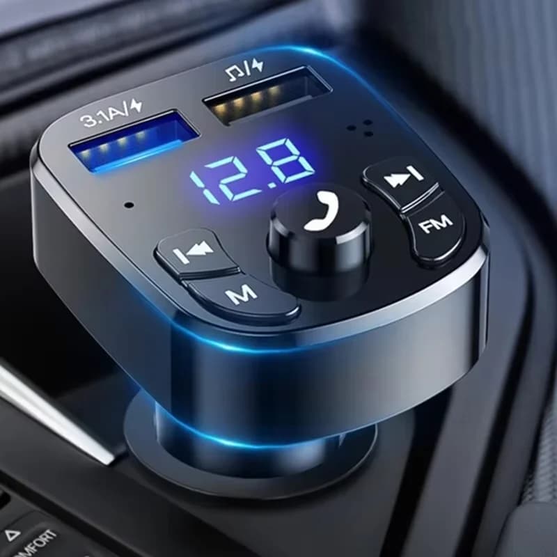 Caricatore rapido per auto Mp3 Lettore doppio USB Ricevitore Bluetooth Fm Compatibile con Bluetooth Trasmettitore Fm 5.0 Chiave USB Kit per auto