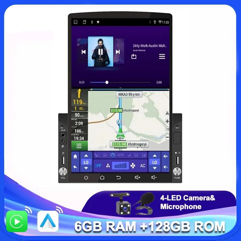 2 Din Android 15 lettore per auto navigazione video multimediale 10.1 "Pollici Per Tesla Style Schermo Verticale Per lada Toyota Kia VW Hyundai