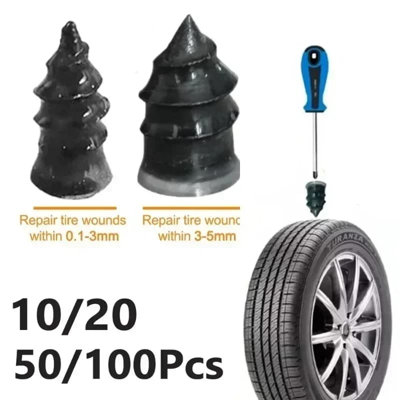 10-500 pezzi Chiodi in gomma universali per riparazione pneumatici auto, moto, scooter, kit di riparazione pneumatici tubeless senza colla.