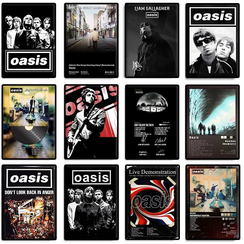 Modern Hot Band Oasis Poster Classic Music Album Cover Singer Canvas Painting Wall Art for Bar Living Room Home Decor Fans Gift